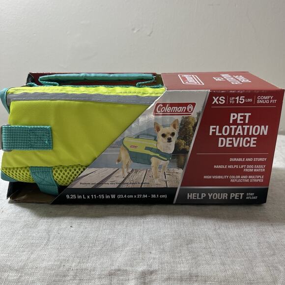 Coleman Dog Life Jacket Vest for Flotation for Pool Boat Beach Lake Teal Neon XS - Picture 1 of 6
